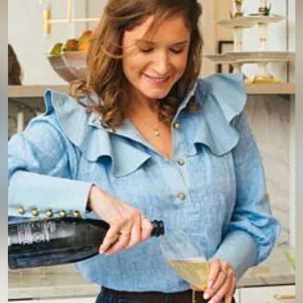 Tuckernuck Blue Ruffle Blouse